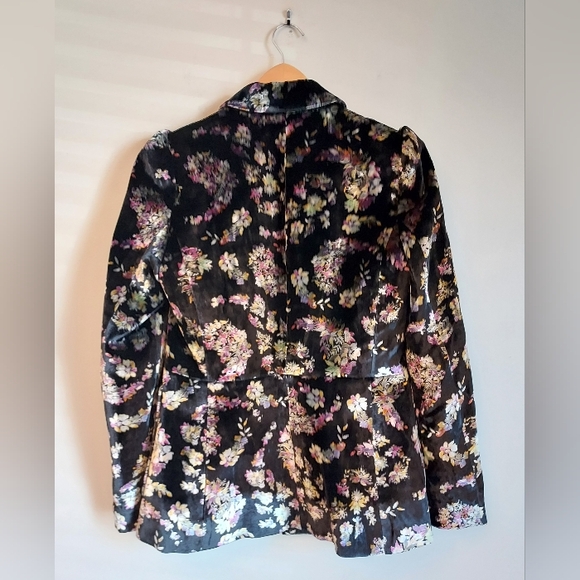 Rebecca Taylor Jewel Black Floral Velvet Jacket Blazer Size 4 - Picture 11 of 14